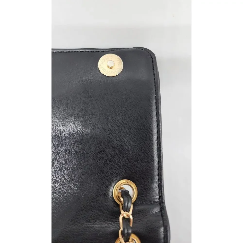 BAM FOREVER Leather Clutch Purse Black Magnetic Snap Quilted Leather Purse Small